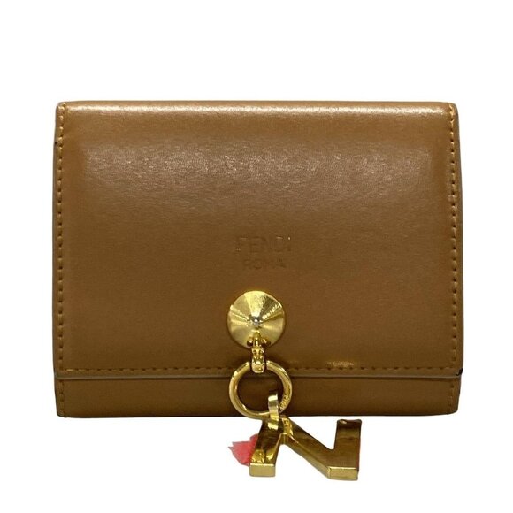 Auth FENDI - 8M0217 Brown Leather Business Card Holder - Picture 1 of 13